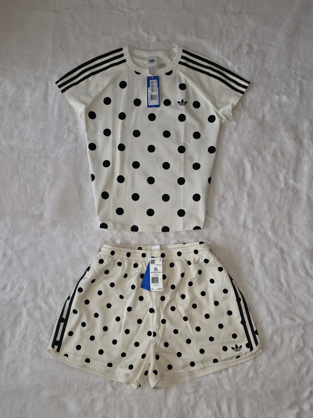 NWT Adidas Originals Slim Fit Polka Dot Cali T-Shirt & Sprinter Shorts | XL - Picture 2 of 9